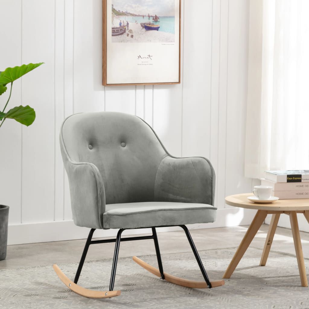 vidaXL Schommelstoel, Grijs, Bekleed met Fluweel