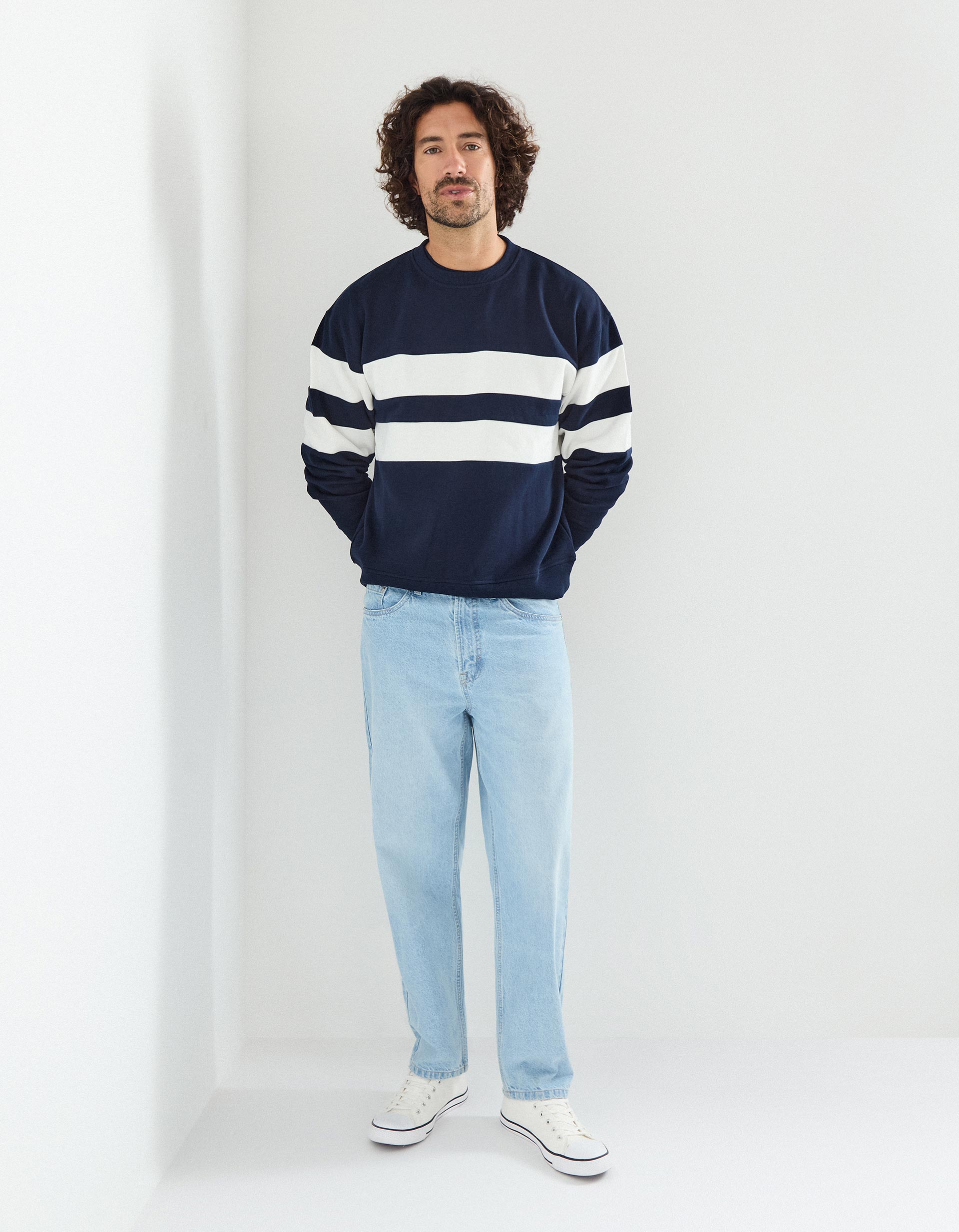 Calças de Ganga 'Loose Fit', Homem, Azul Claro