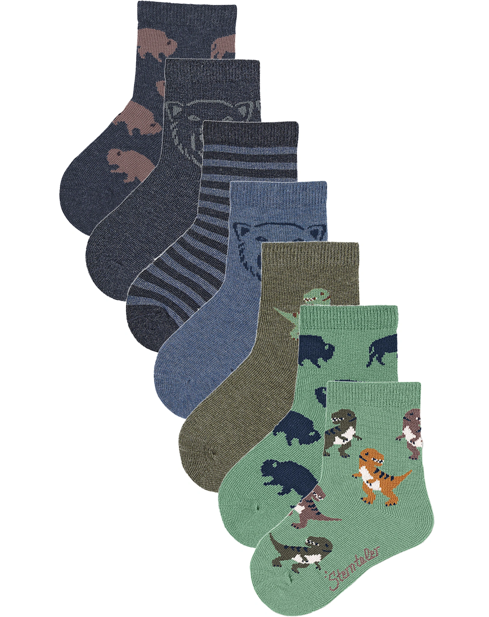 Socken ANIMALS 7er-Pack in blau meliert