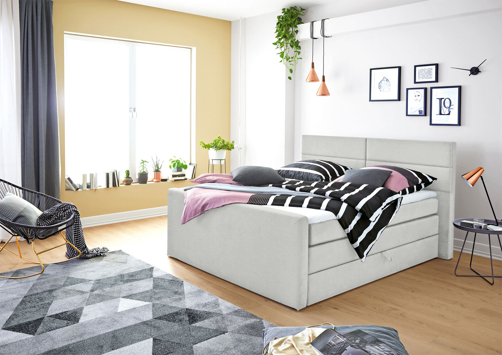 Ole Gunderson Boxspringbett FENTISSIMO SPACE 180 x 200 cm hellgrau