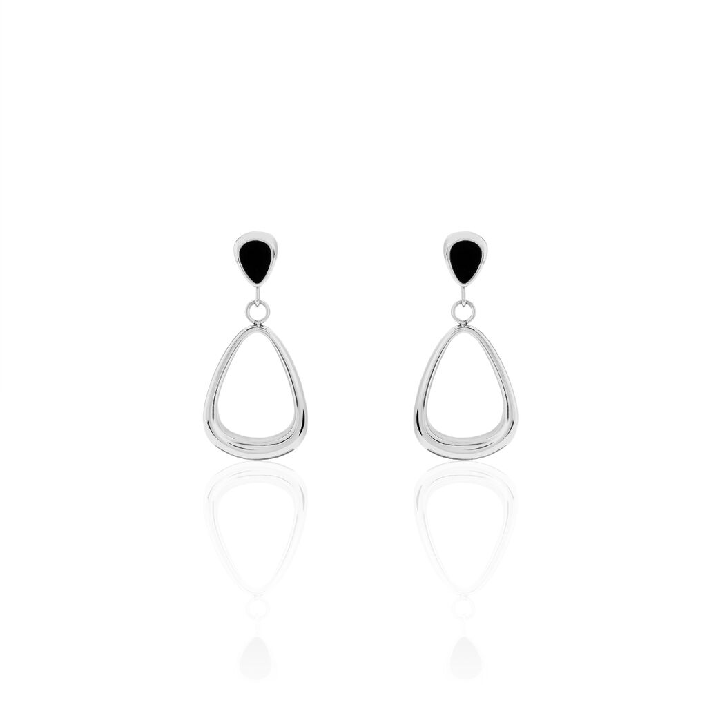 Boucles D'oreilles Pendantes Elise Acier Blanc