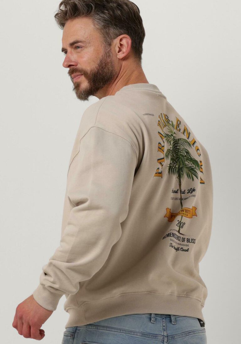 PUREWHITE zand purewhite trui crewneck with small logo on chest and big back print