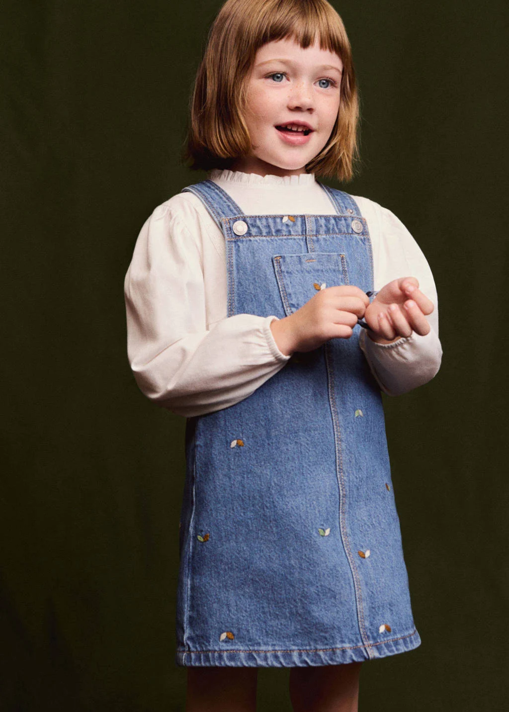 Mango Kids denim spijkerjurk medium blue denim