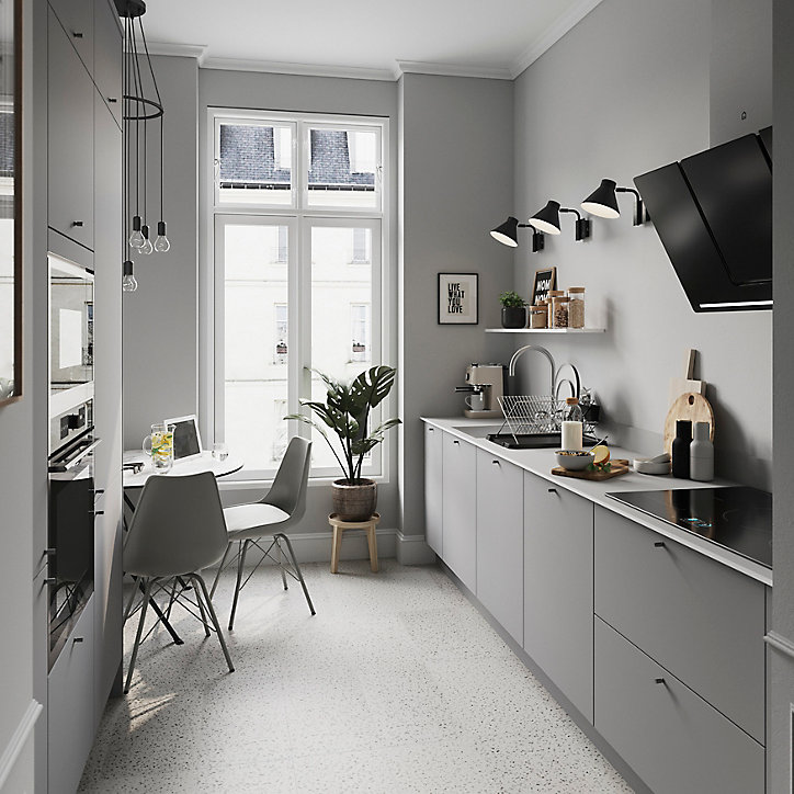 Porte de meuble de cuisine Stevia gris mat l. 50 cm x H. 72 cm GoodHome