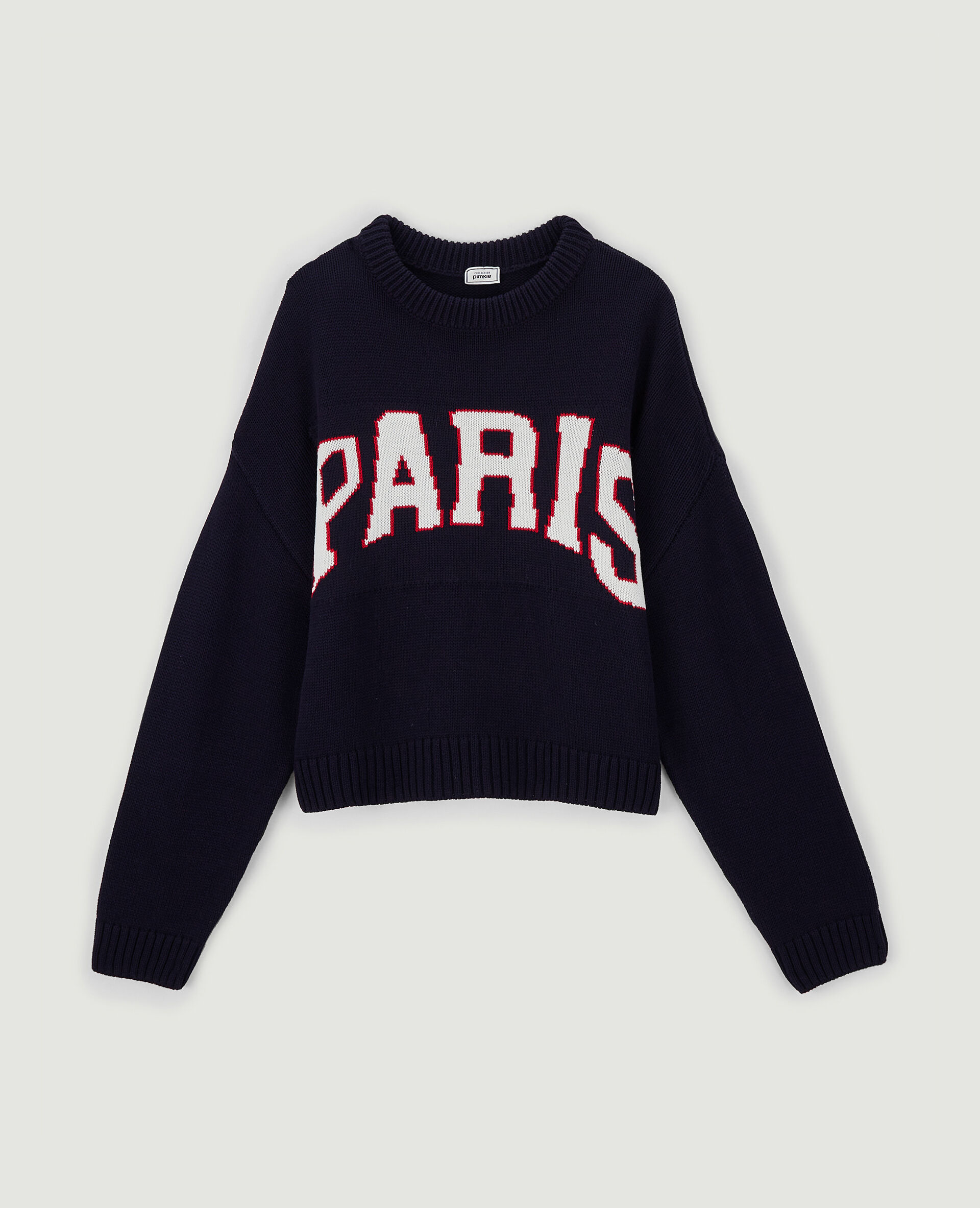 Pull court en maille - Bleu marine