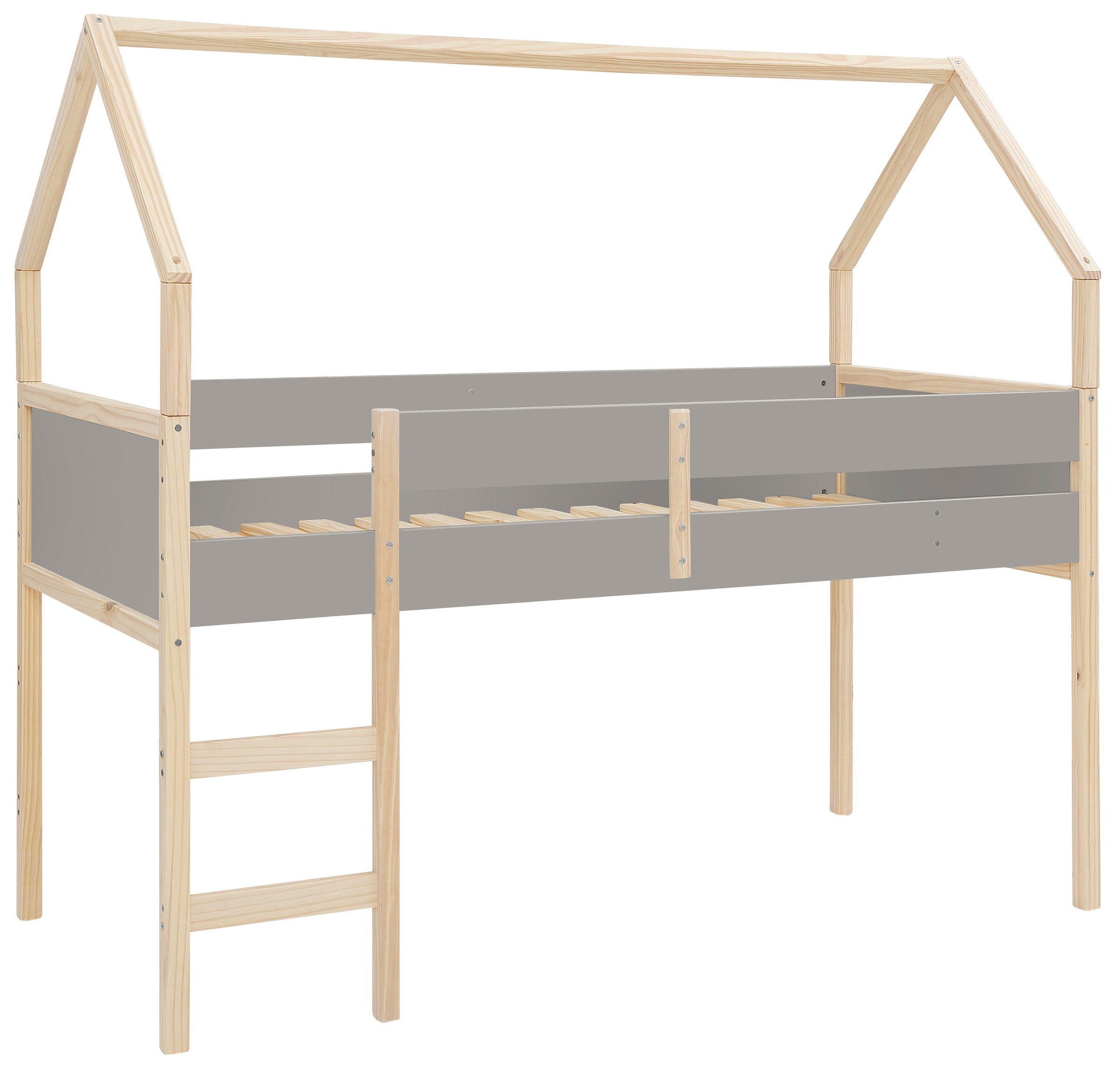 Lüttenhütt Hochbett »Janne« Kiefernholz, Einzelbett, inklusive Holzleiter, Liegefläche 90x200 cm