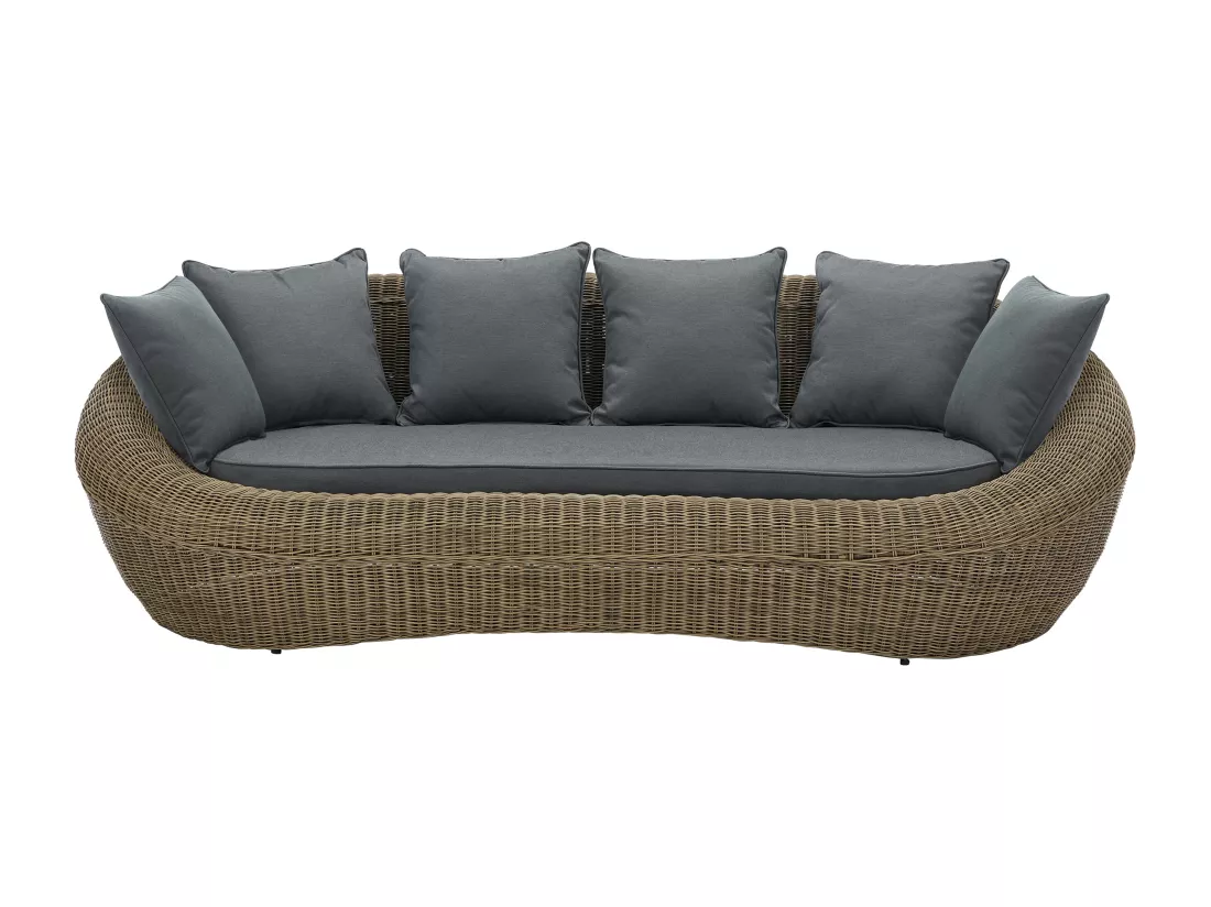 Salon de jardin en résine tressée naturel foncé : canapé, 2 fauteuils et table basse - WHITEHEAVEN de MYLIA