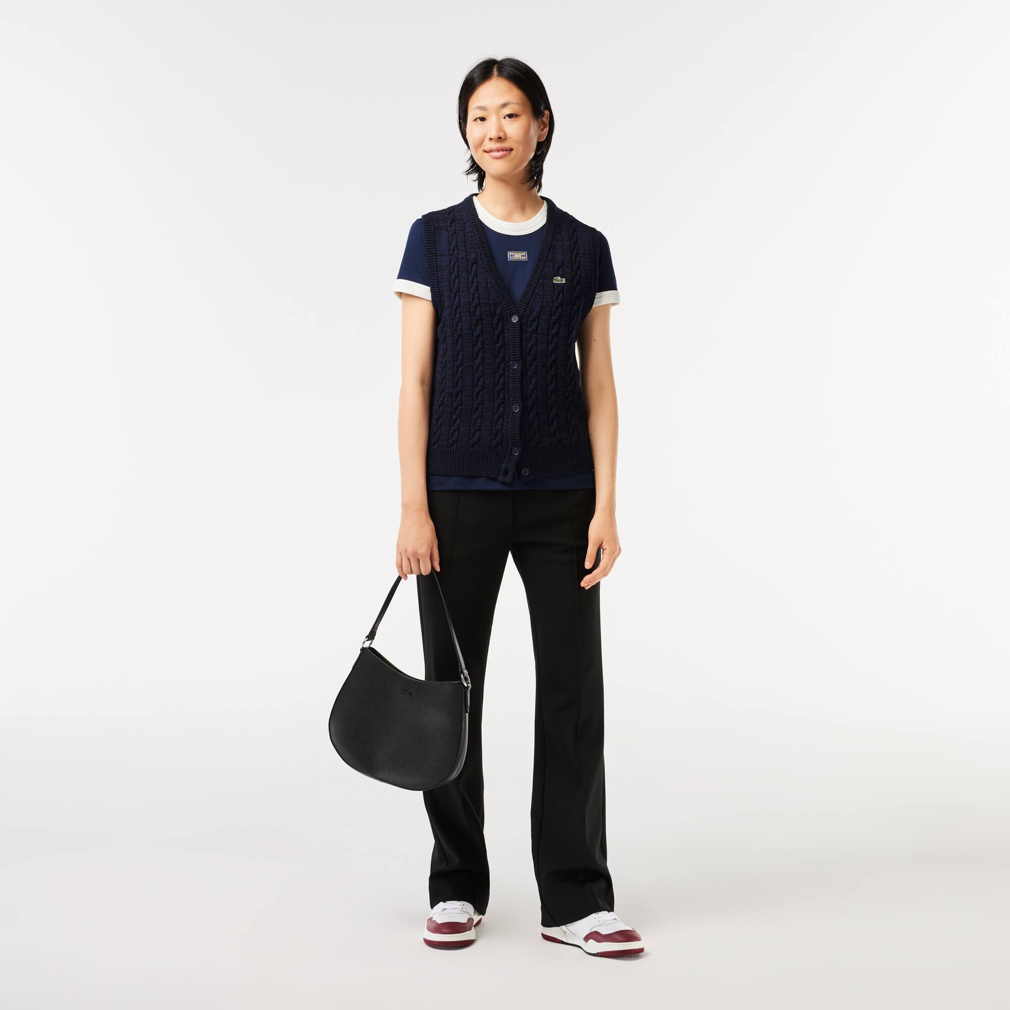 T-shirt slim fit en coton badge tennis T-Shirts - Bleu - Lacoste - Femme