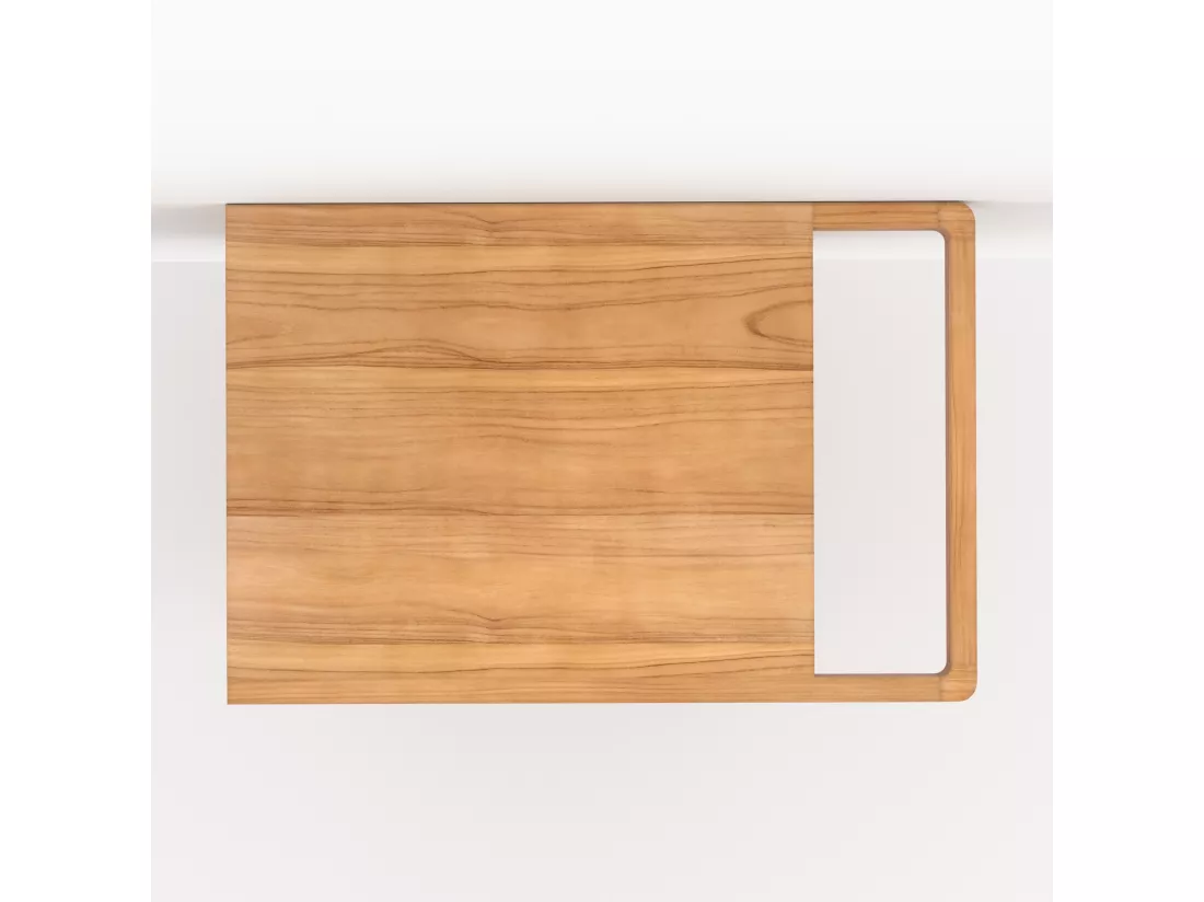 Meuble de salle de bain suspendu en bois de teck et cannage 57 cm - Dami