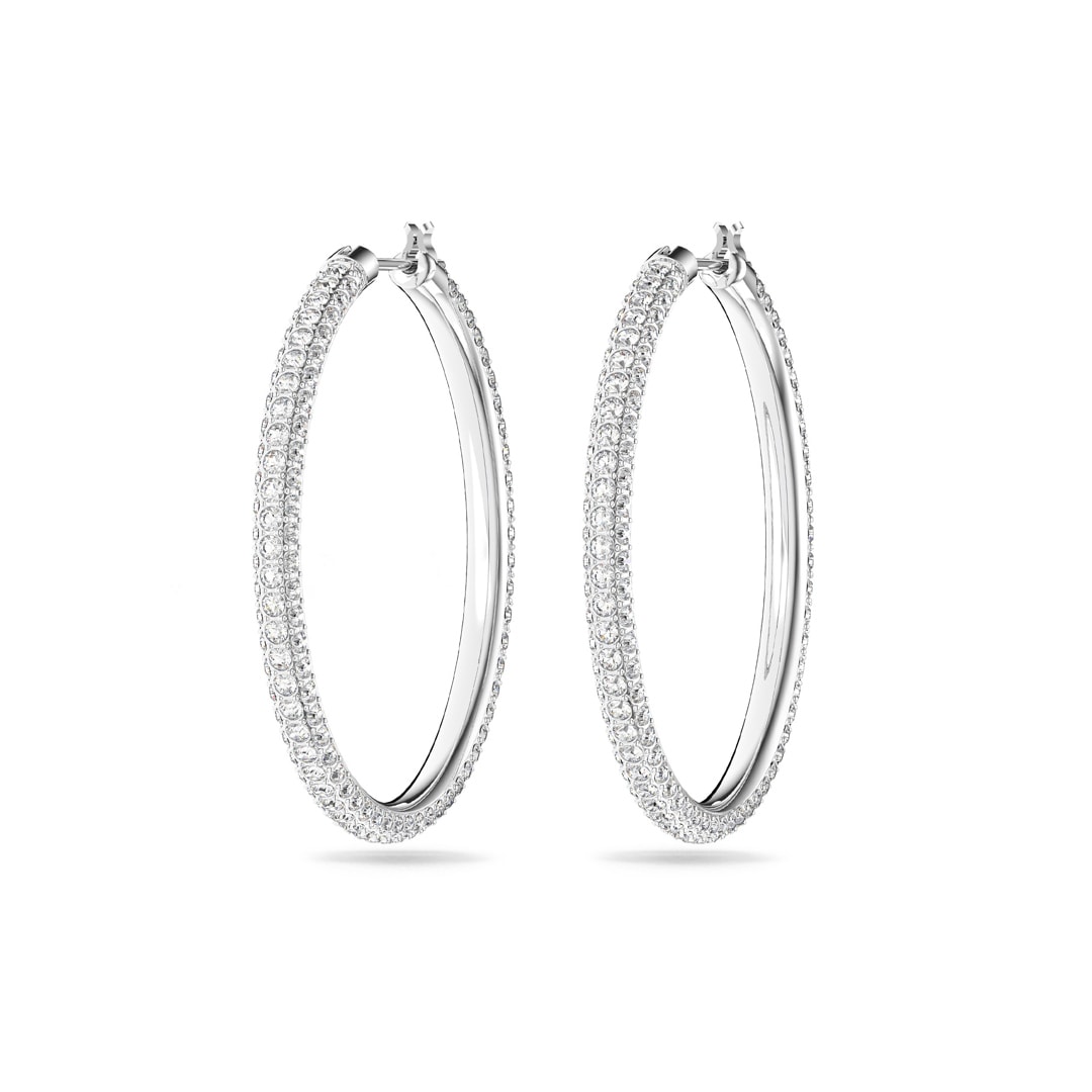 Swarovski Stone Kreolen, weiss, rhodiniert