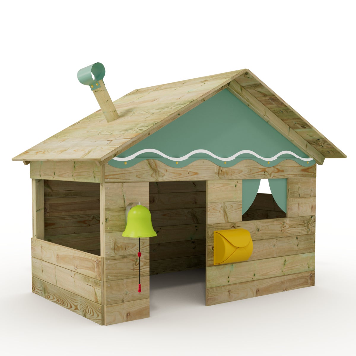 WICKEY Kinderspeelhuis Hostel met houten dak en raam - Pastelblauw