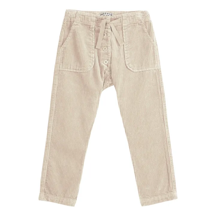 Emile et Ida Pantalon Velours Côtelé Boutonné | Ecru