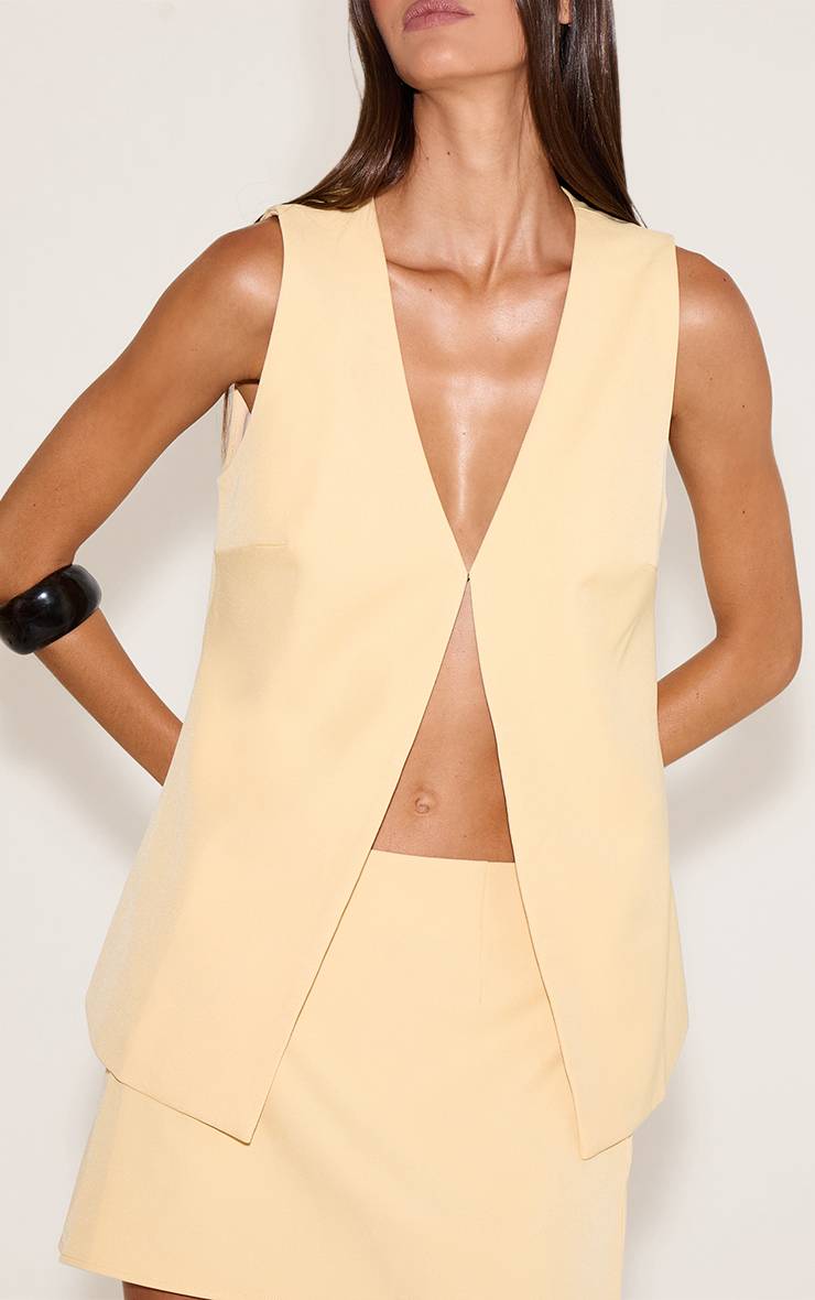 Butter Yellow Ensemble Coordonné Gilet Ajusté Tissé À Agrafes