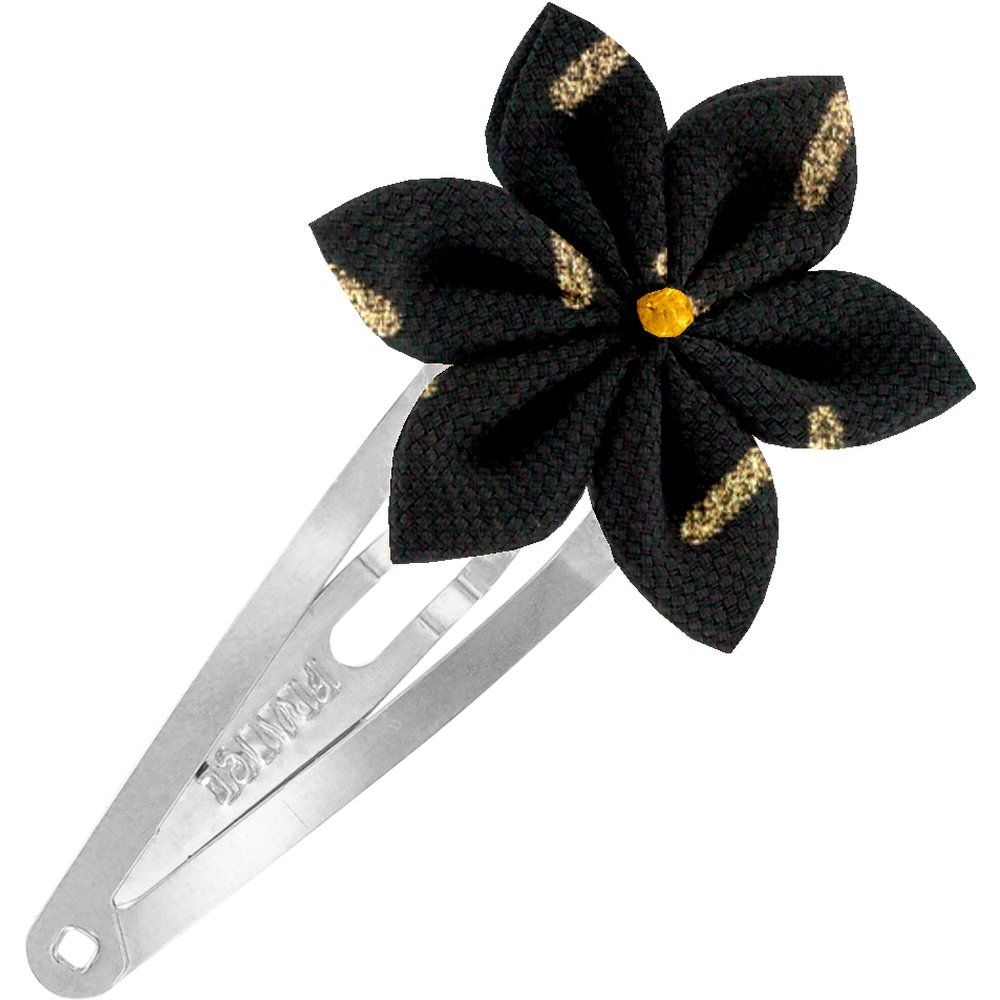 Barrette Clic-Clac Fleur Étoile Paille Dorée Noir