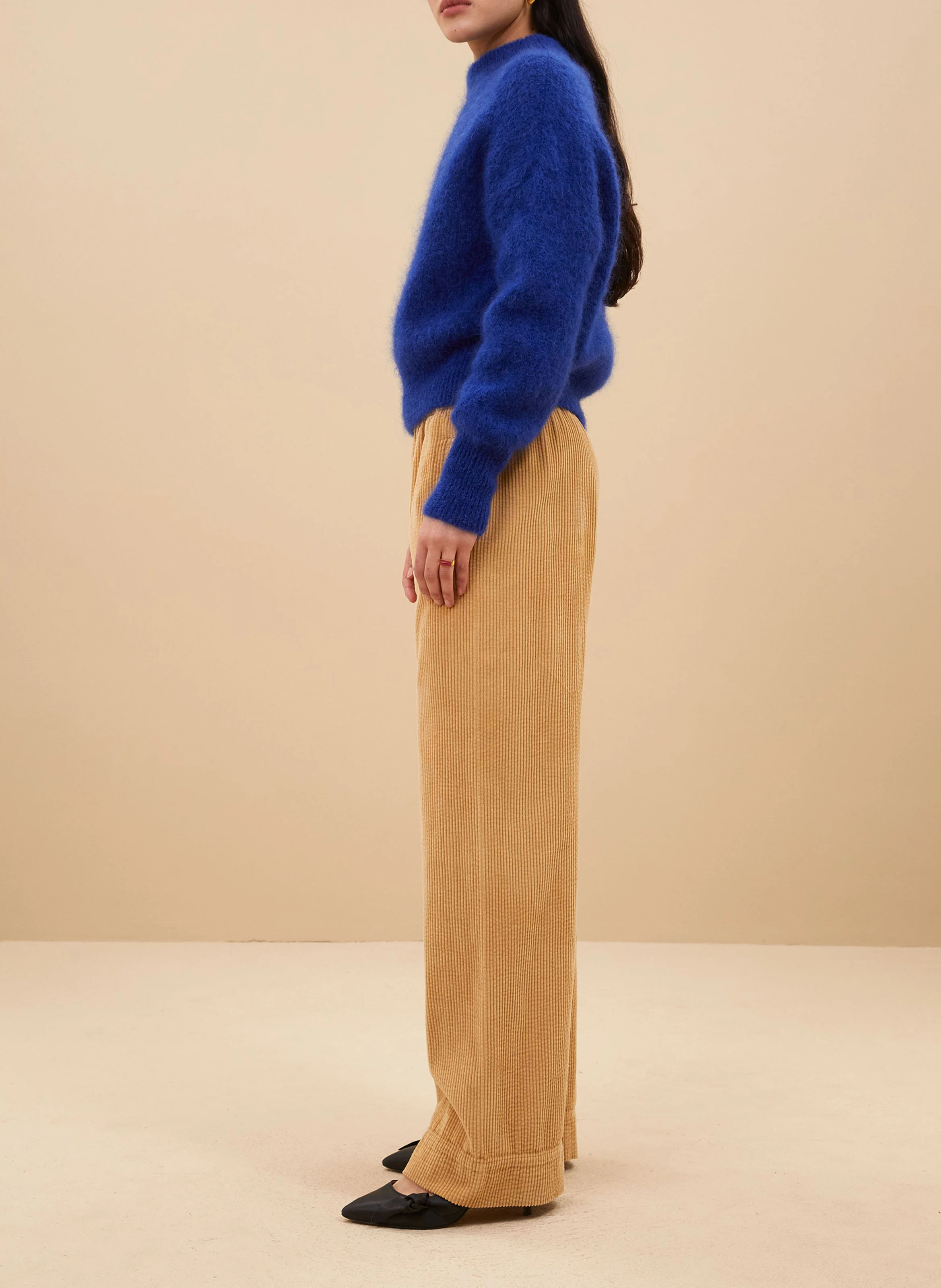 MEES - Pantalon droit velours côtelé en coton | Marron