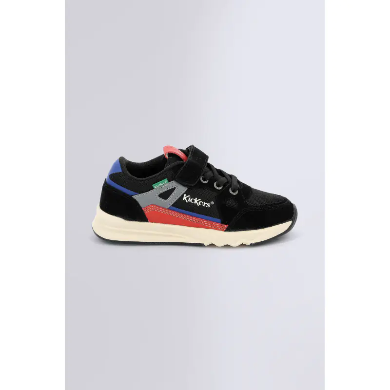 KIFUJIN NOIR ROUGE BLEU BASKETS BASSES Textile/Cuir Garçon