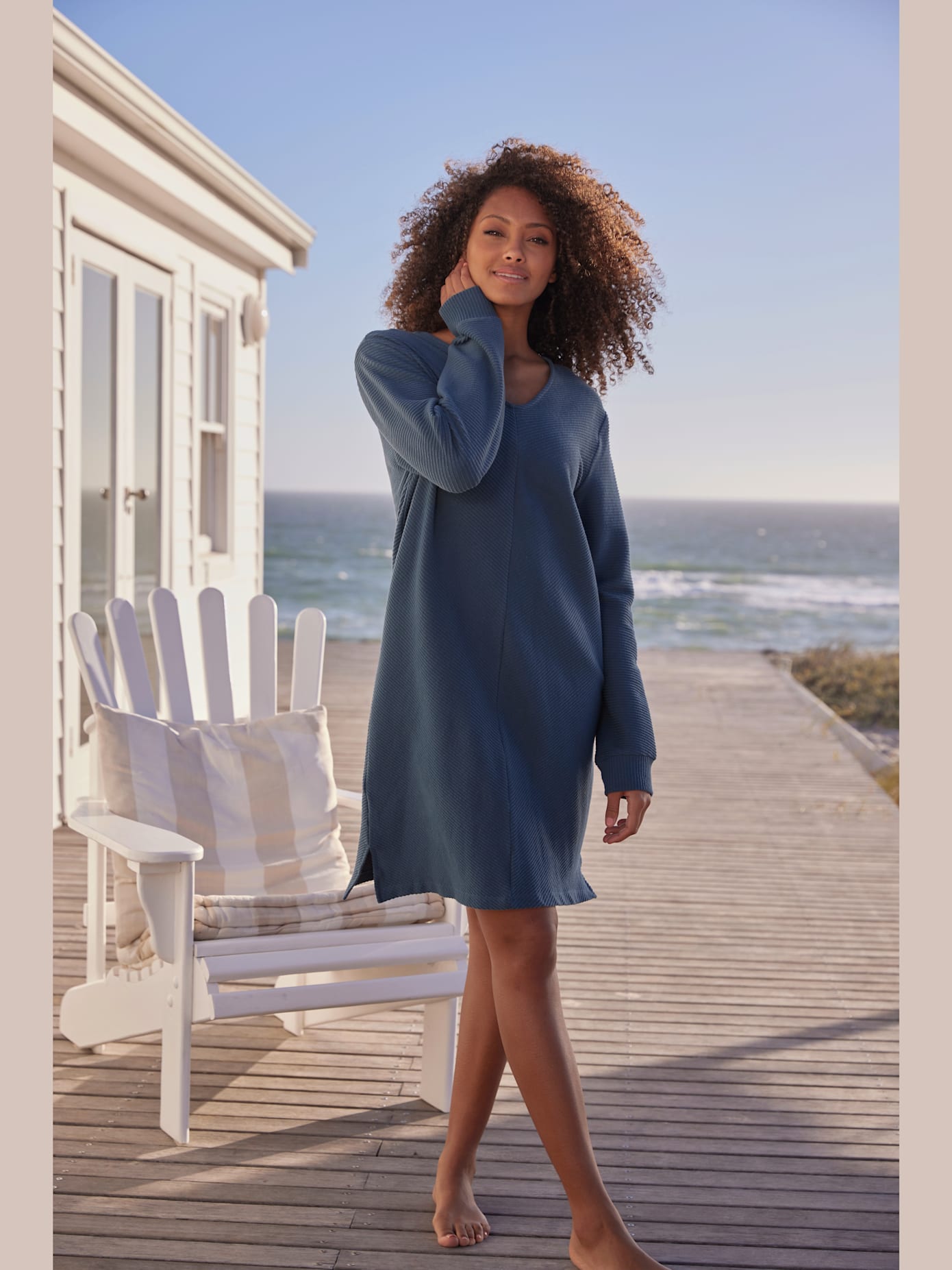 Robe en matière sweat robe sweat en qualité côtelée