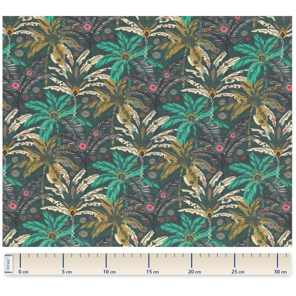 Coupon Tissu 50 Cm Palmia Emeraude