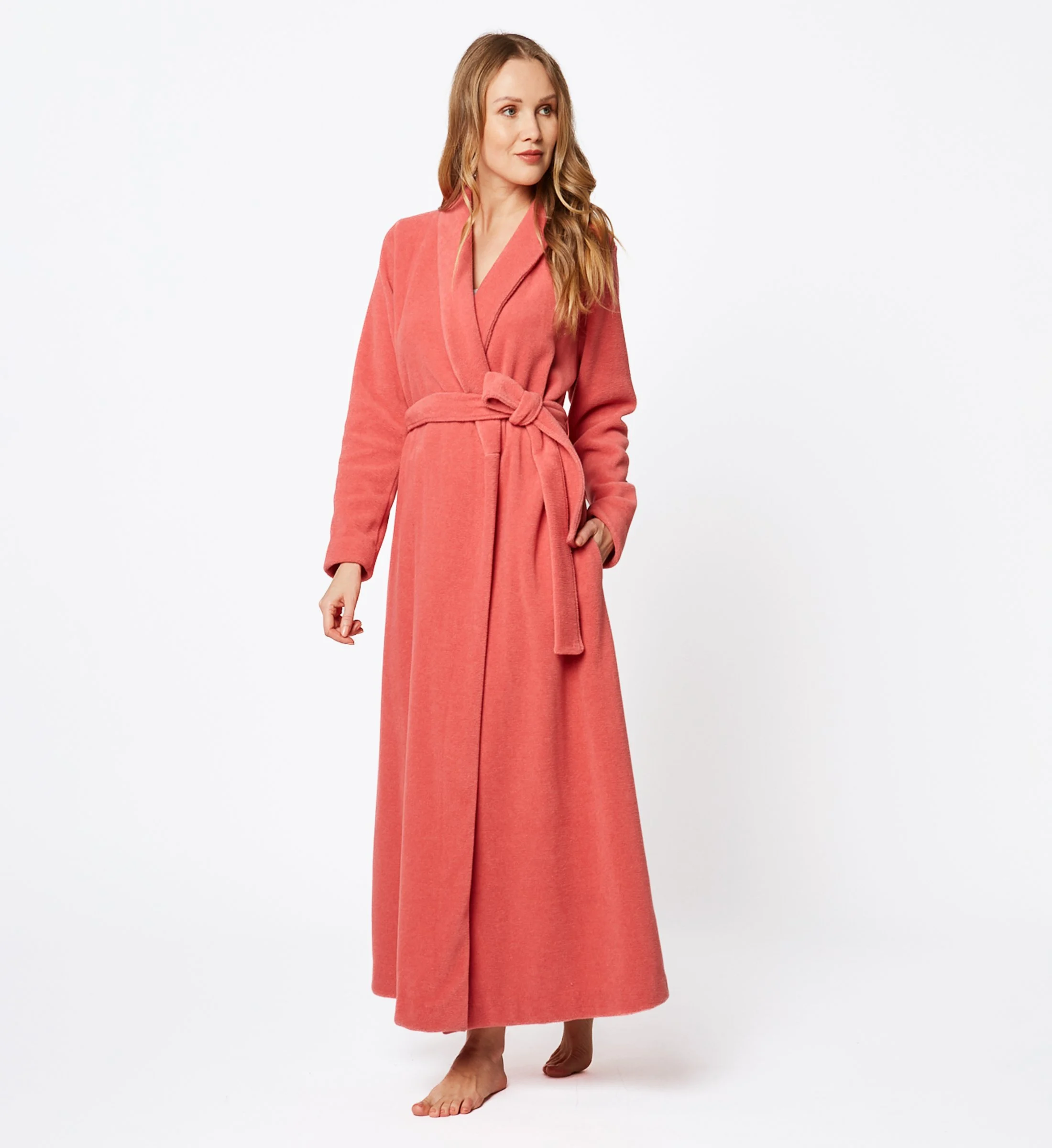 ESSENTIEL H62A - Peignoir long en polaire | Rouge