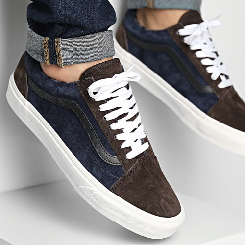 Baskets Old Skool 7NTBF11 Suede Plaid Brown Navy