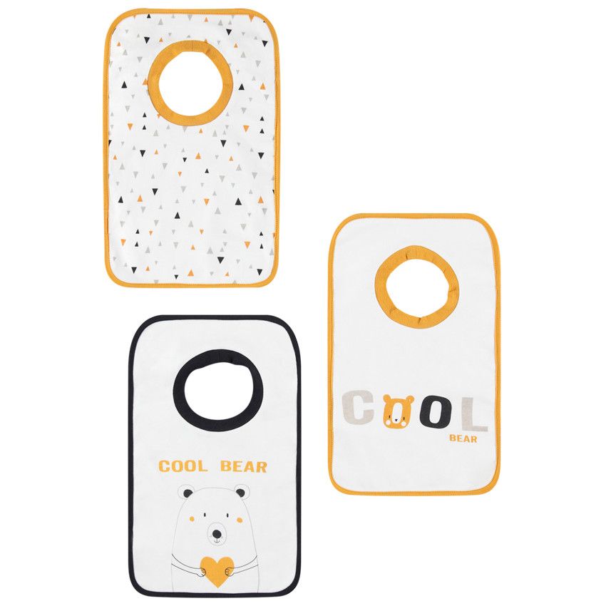 Lot de 3 bavoirs à enfiler à motifs fantaisie - Blanc