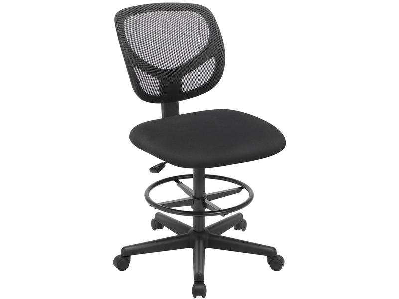 Songmics Bürostuhl mit Fusskreuz, Schwarz Bequemer und ergonomischer Schreibtischstuhl