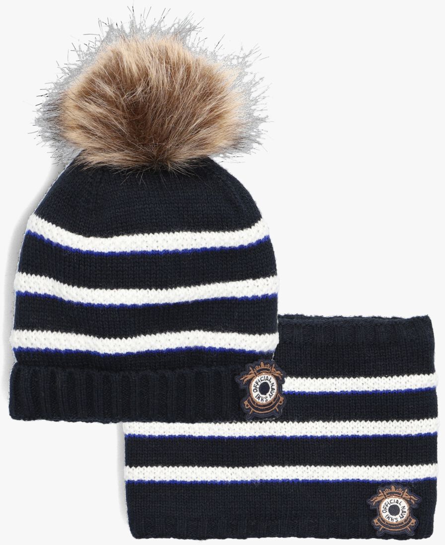 IKKS blauw/wit gestreepte ikks muts set tricot