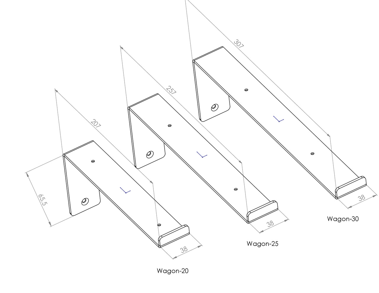 Gorillz Wagon Stalen Plankdragers voor Wandplank - 30 cm - Zwart