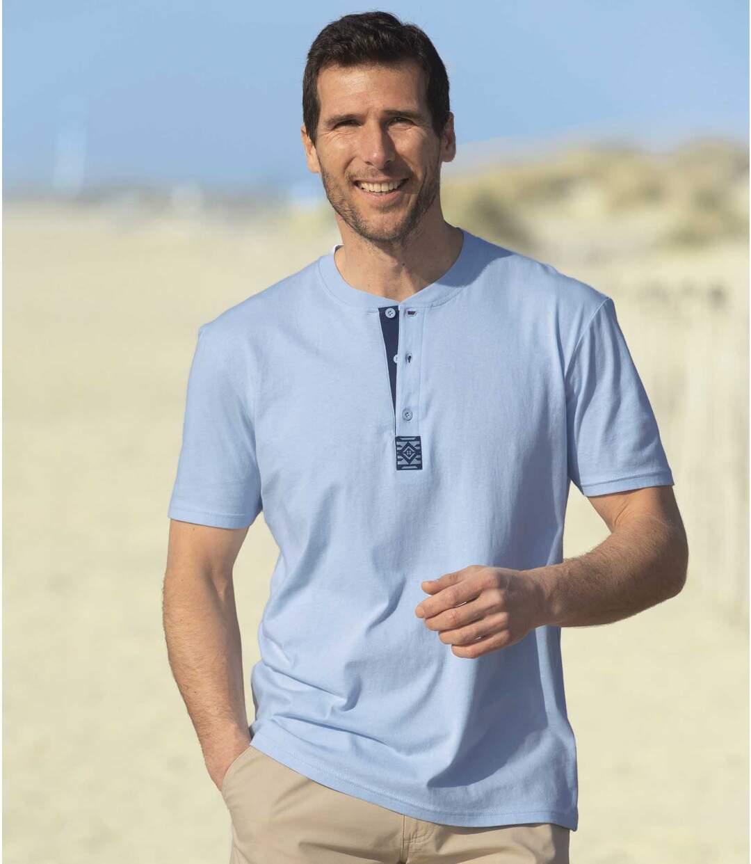 Lot de 3 Tee-Shirts Col Tunisien