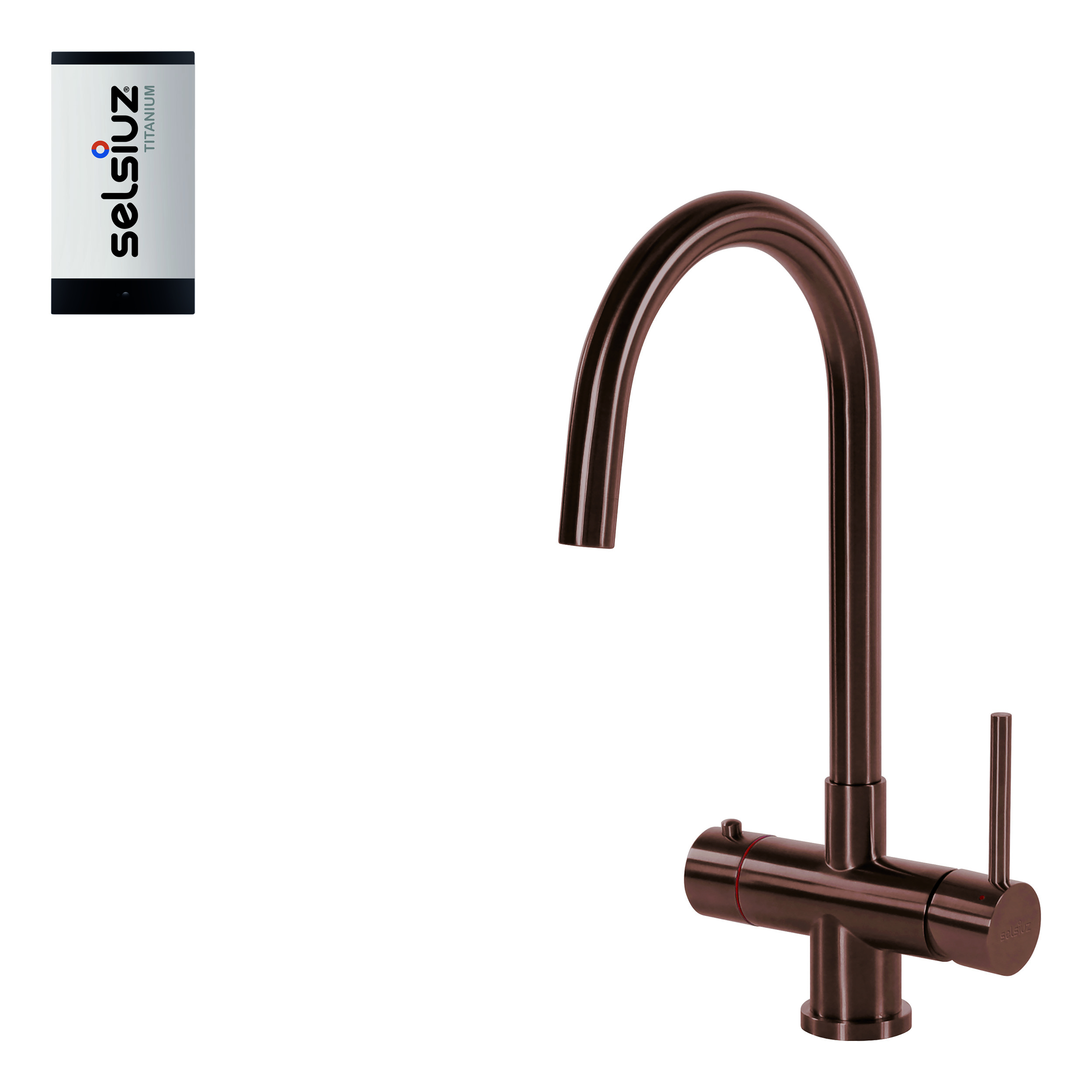 Selsiuz Inox kokend water kraan met titanium single boiler en C-uitloopkraan copper