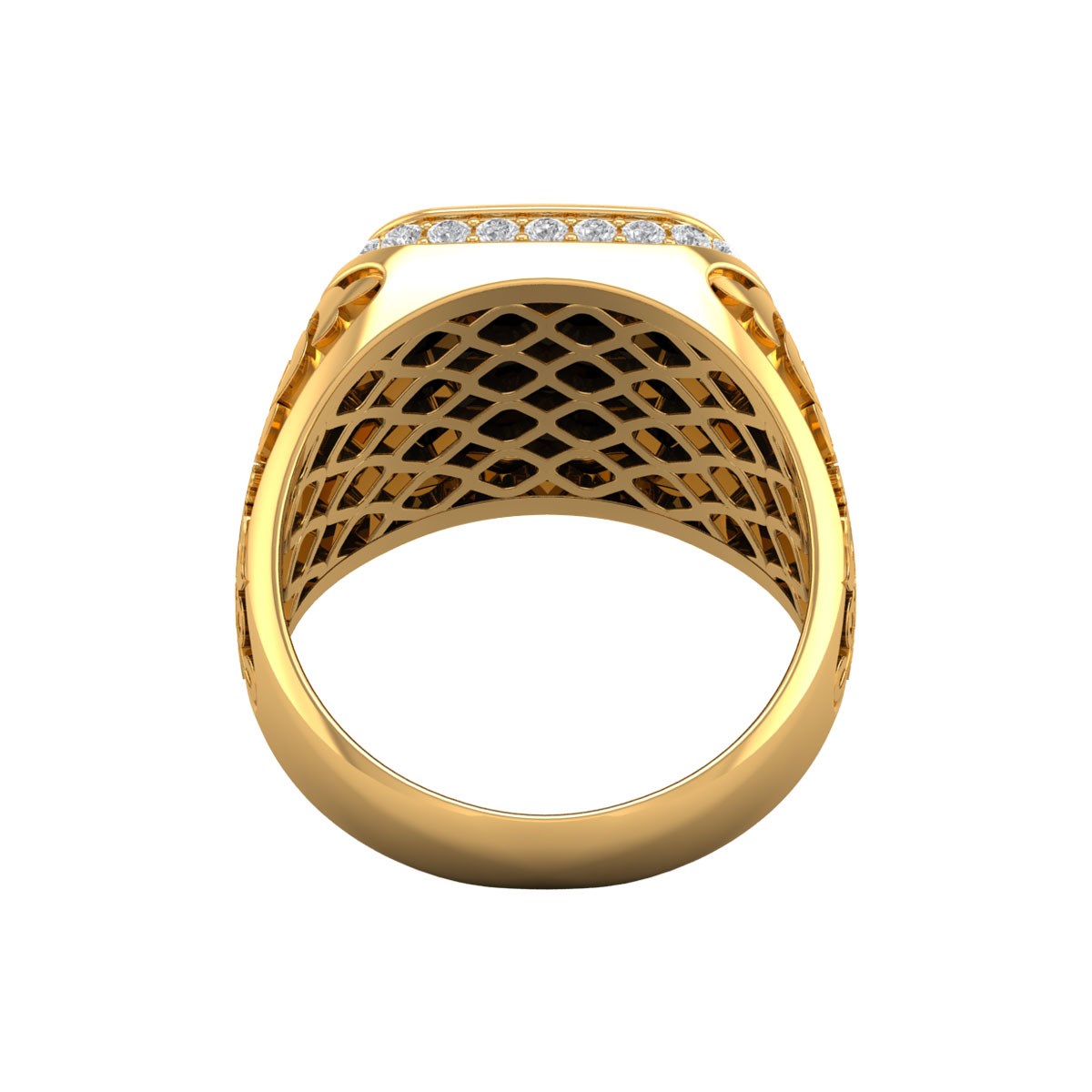 Bague Homme en Or Jaune 10.08grs avec Onyx et Diamants - Idée Cadeau Précieux | Aden