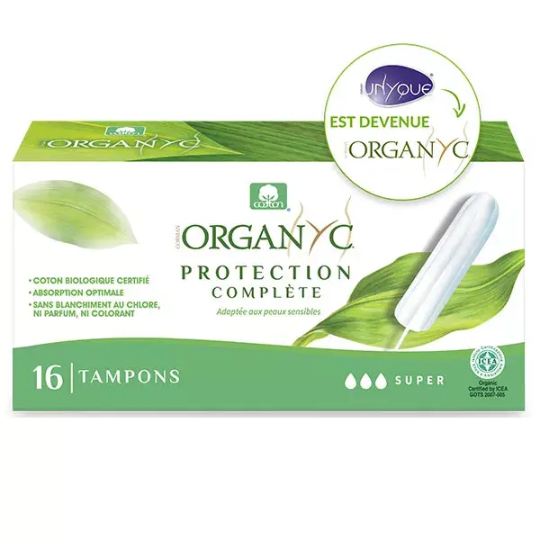 Organyc Tampon Sans Applicateur Flux Super Coton Bio 16 unités