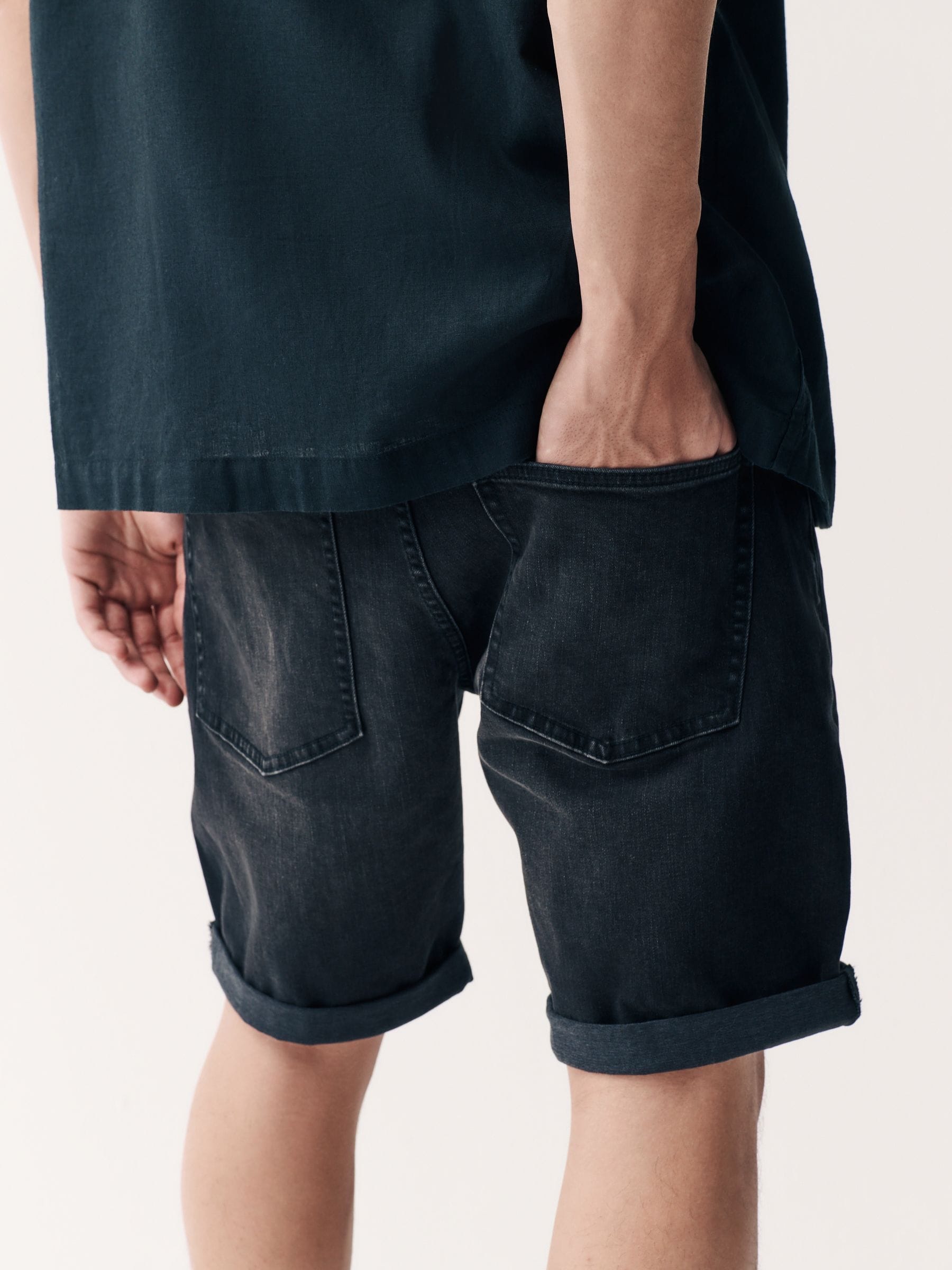 Zwart - Slim Fit - Stretch denim short