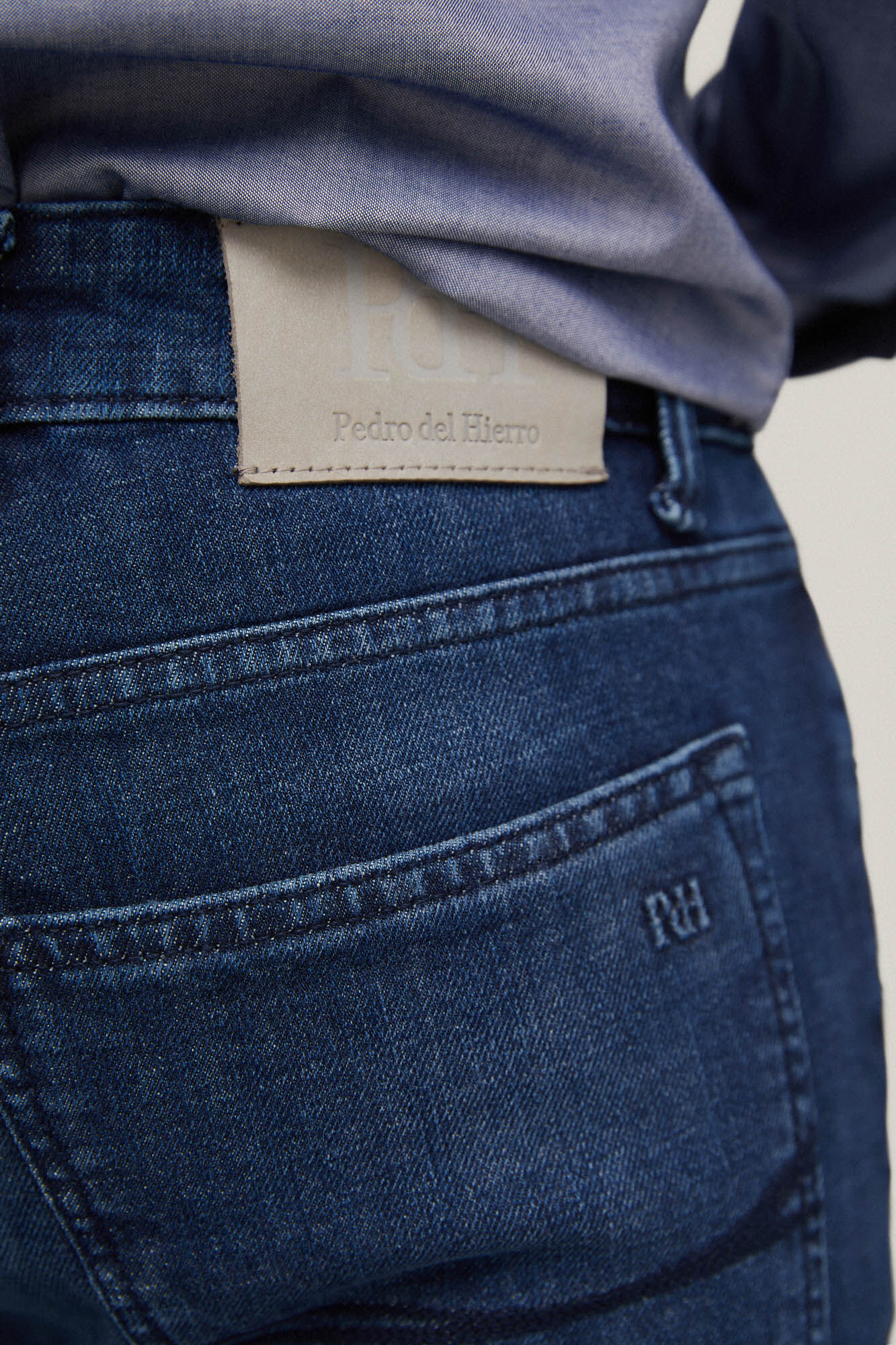 Calça jeans premium flexível de corte regular - Azul
