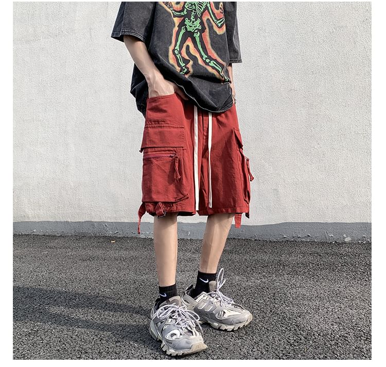 Kimeya - Effen cargoshorts met trekkoordtaille