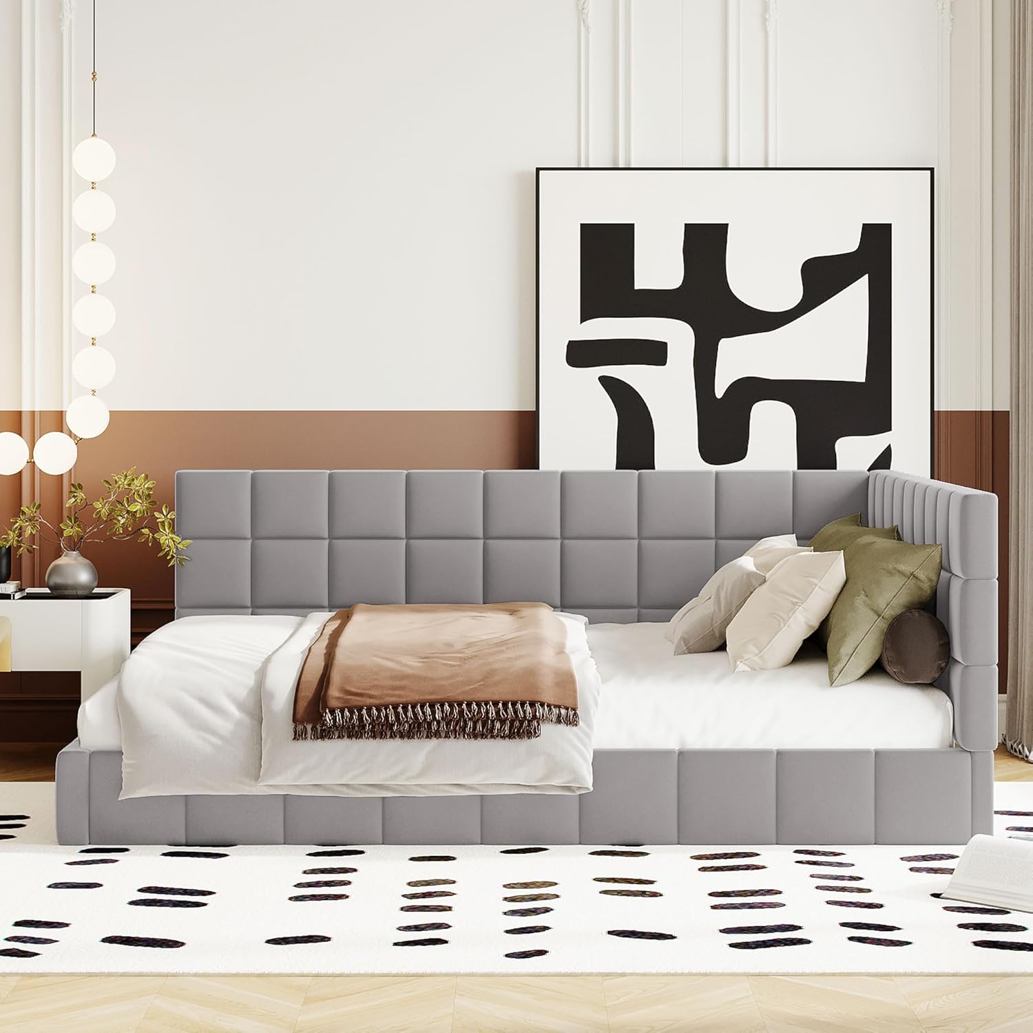 Polsterbett Schlafsofa 140x200, Doppelbett mit Lattenrost, Daybett Tagesbett Jugendbett Kinderbett Gästebett, Samt, ohne Matratze, Grau