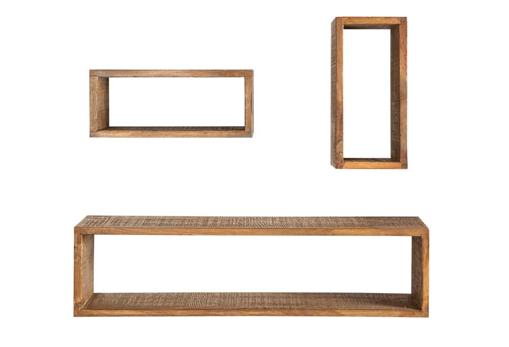 Massives Wandregal 3er Set HEMINGWAY 94cm braun aus Mangoholz
