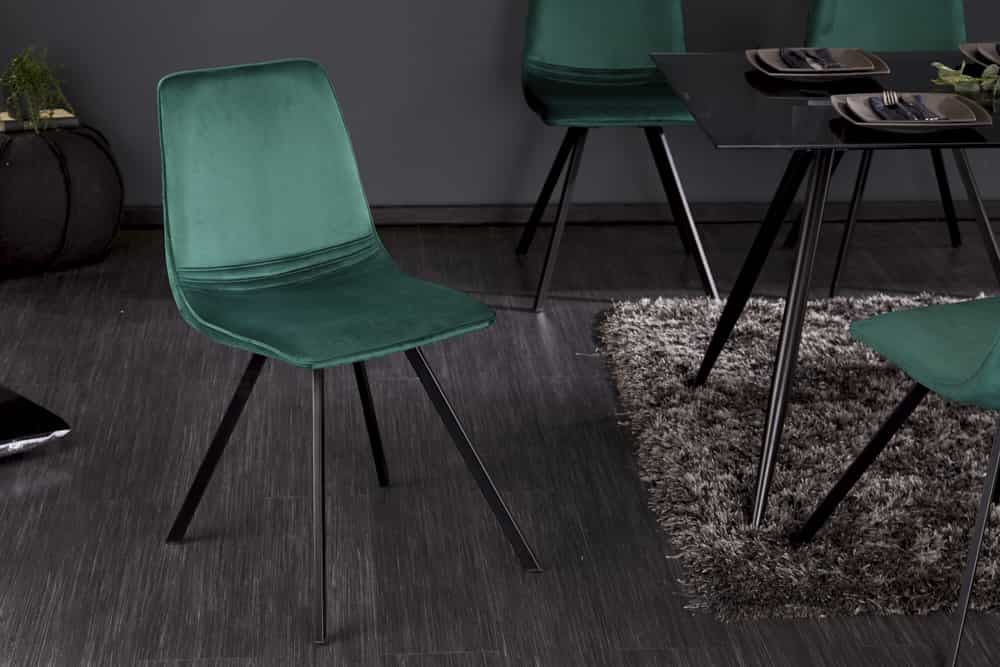 Retro Stuhl AMSTERDAM CHAIR smaragdgrün Samt Designklassiker