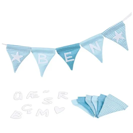 goki Buchstabenwimpelkette blau, mit 10 Wimpeln