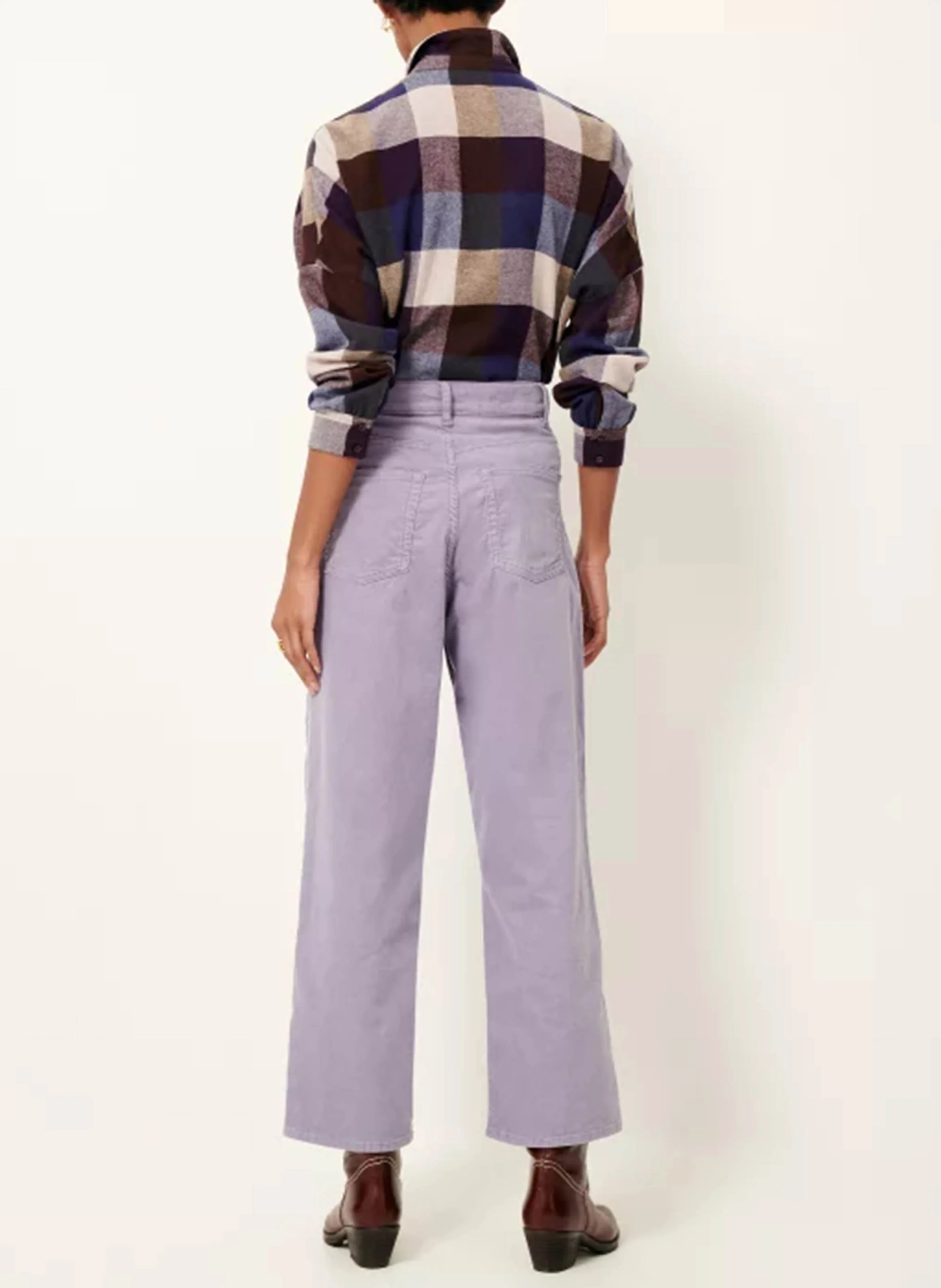 VELVET CRUISE - Pantalon droit taille haute en coton bio mélangé | Violet