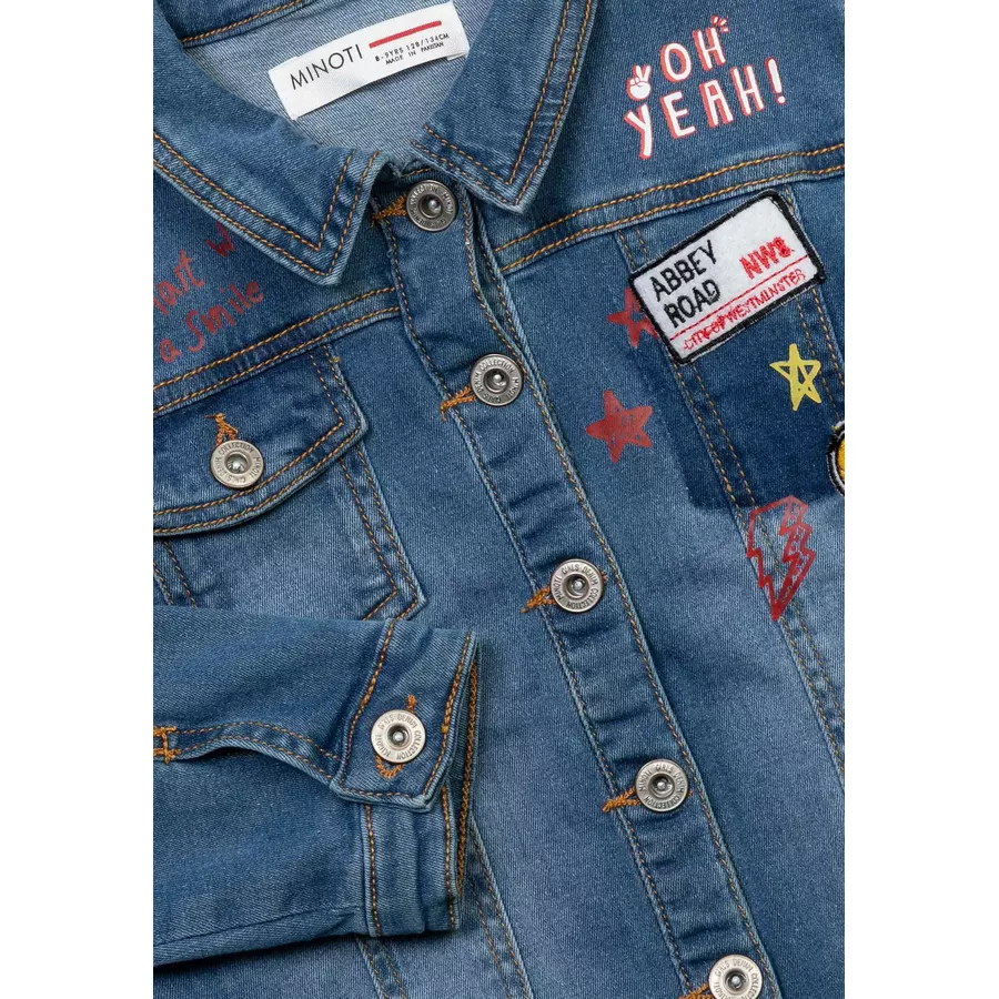 MINOTI Jeansjacke mit Aufnähern Denim-Blau