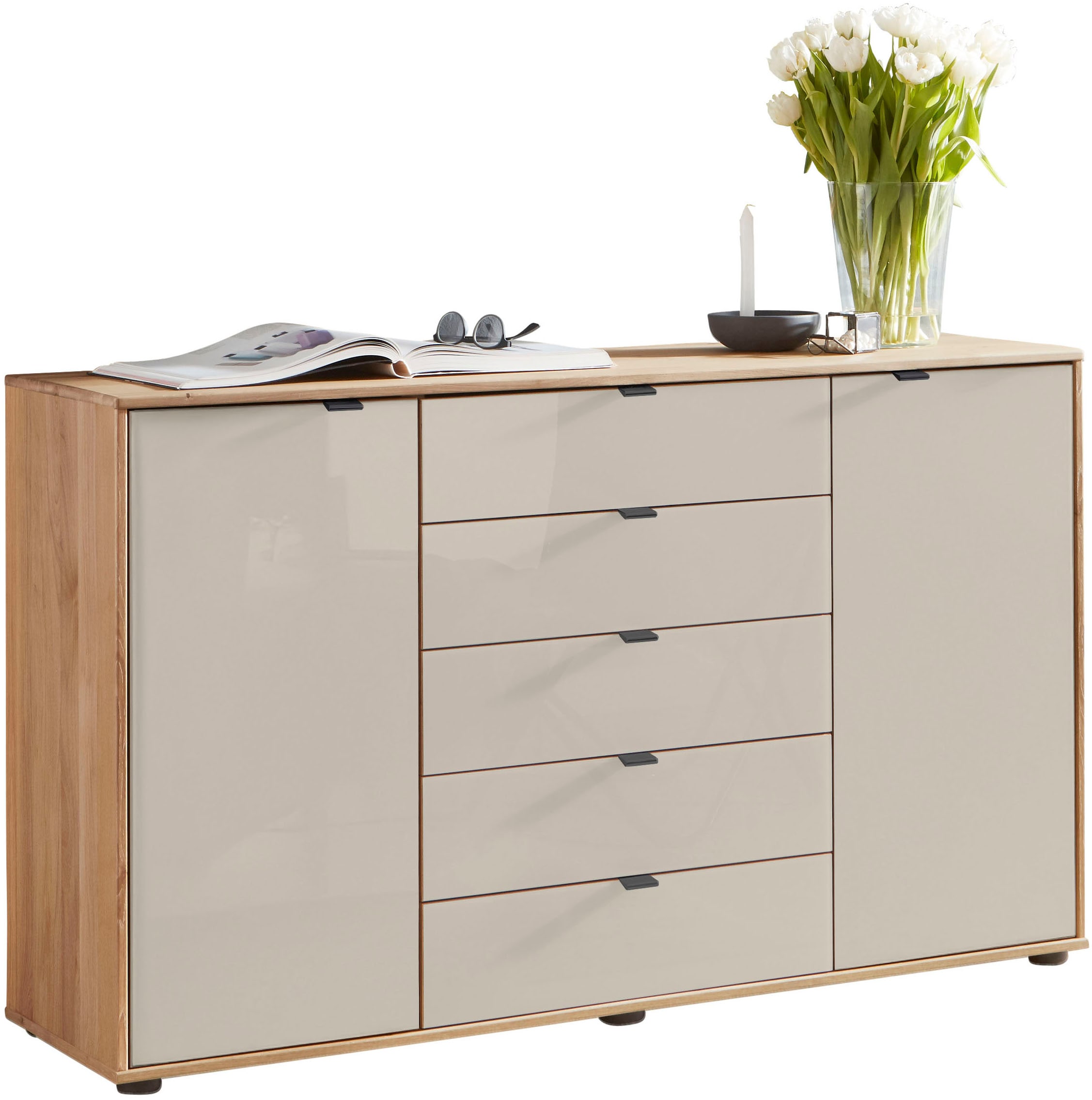 WIEMANN Kombikommode »Cardiff Sideboard, Wäscheschrank, teilmassiv Erle, mit Schubladen« Kommode 141x86x43 cm, braun, mit Dämpfung, MADE IN GERMANY,  verschiedenen Ausführungen, inklusive Einlegeboden