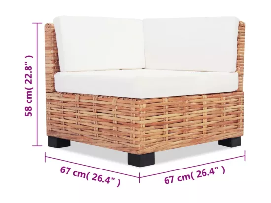 NETTLIFE Ensemble de canapés 16 pcs Rotin naturel