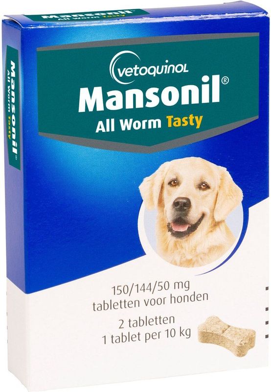 Mansonil - All Worm Dog Tasty Bone - Kauwtabletten - 2 Tabletten