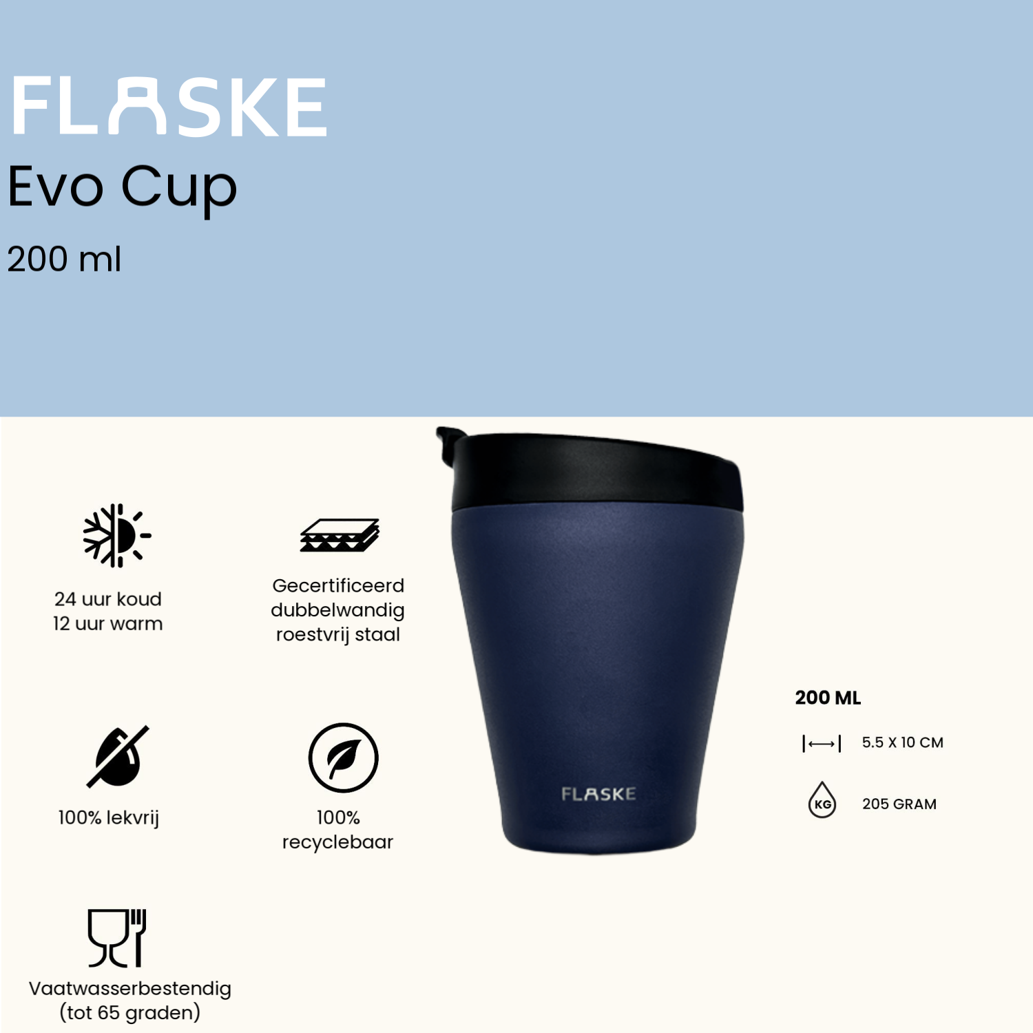 FLASKE 200 ml RVS Koffiebeker to Go - Shade