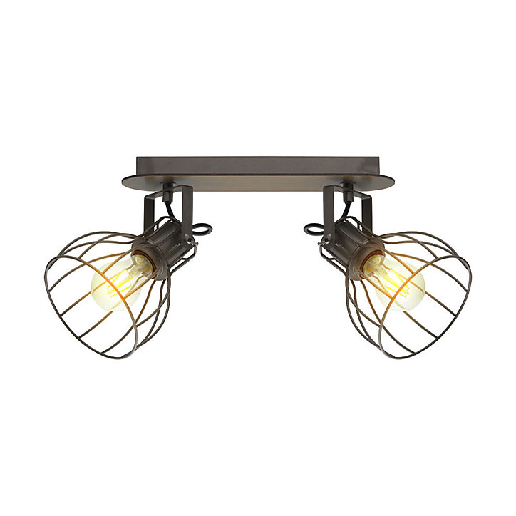 Réglette spot 2 lumières E27 40W Eglo Sambatello marron L.33,5 x L.9 cm