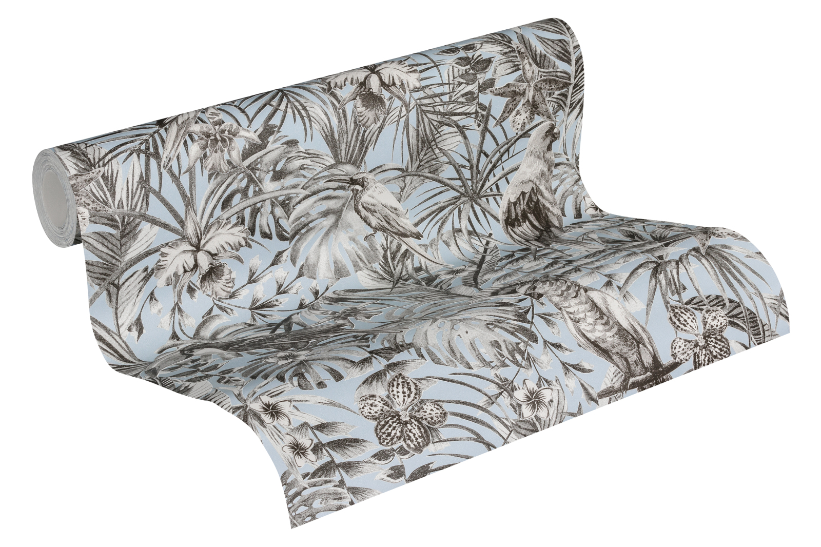 Vliestapete GREENERY - grau-blau - 10 Meter