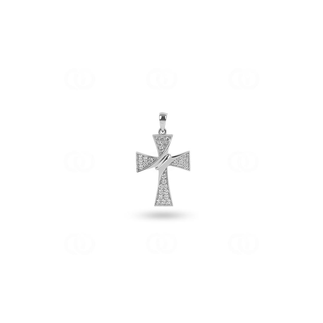 Anhänger 750/18 K Weissgold Kreuz mit Zirkonia