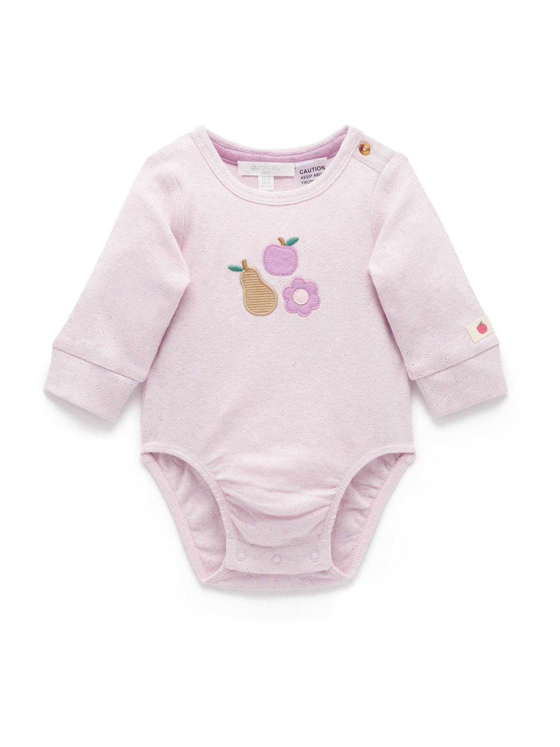 Lichtroze - Purebaby Appliqué Bodysuit