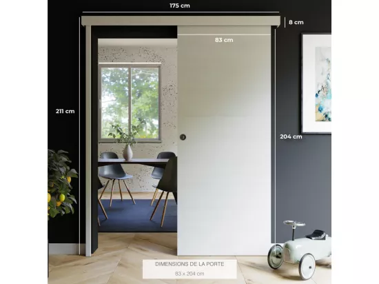 Porte Coulissante avec Rail + Serrure - Helsinki 83 cm